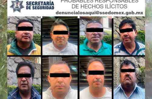 Detienen en Otzolotepec a ocho presuntos extorsionadores